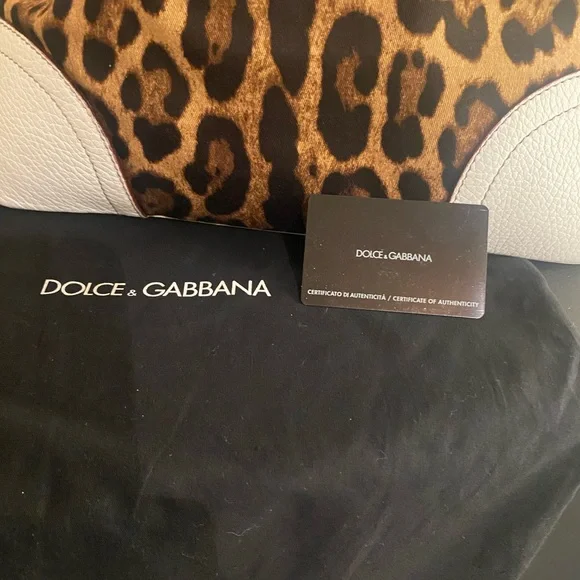 Dolce & Gabbana Animalier Brown Leopard Tote with white Accents W/COA - Picture 6 of 16